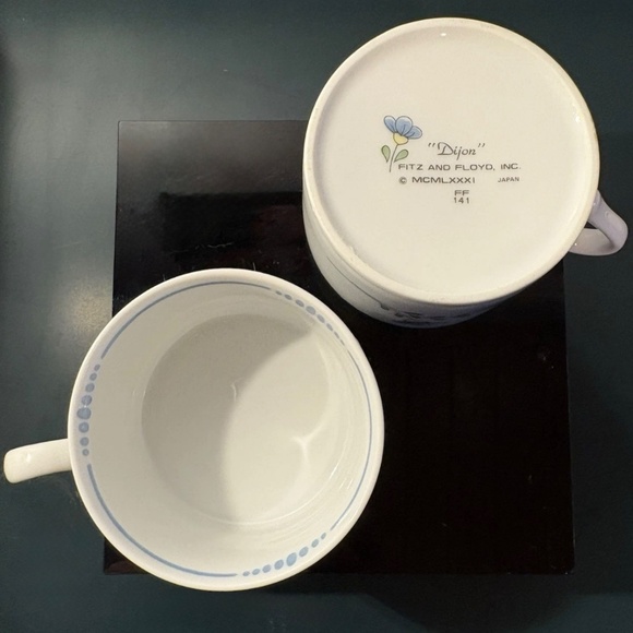 ‘Dijon’ Fitz & Floyd Blue Flower Cup and Sauce (set 2) VTG Japan - Picture 2 of 6